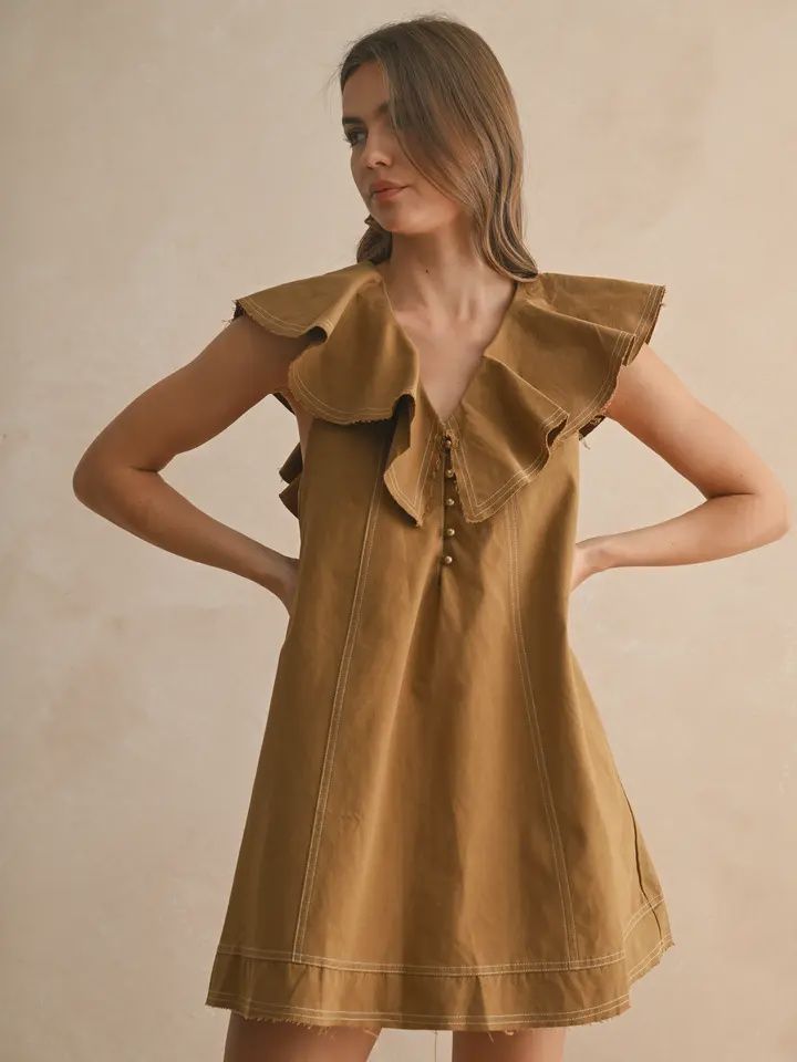 Olive Flutter Dress, Size: Small