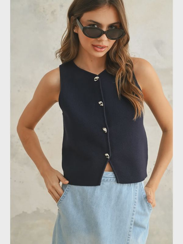 Knit Vest in Dark Cobalt