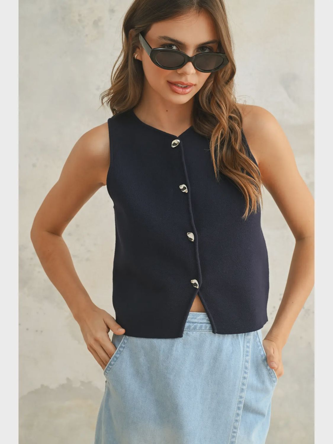 Knit Vest in Dark Cobalt, Size: Small