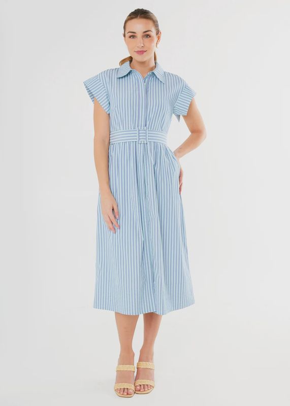 Harper Dress in Periwinkle Stripe