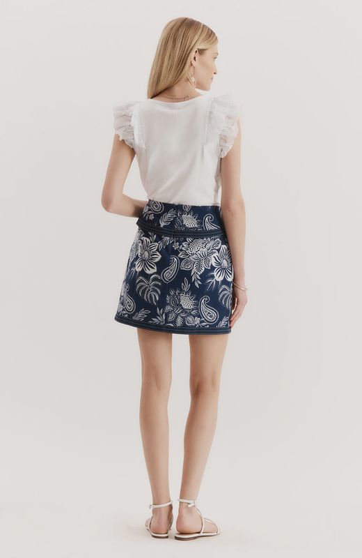 Zoey Embroidered Skirt in Bellwether Blue