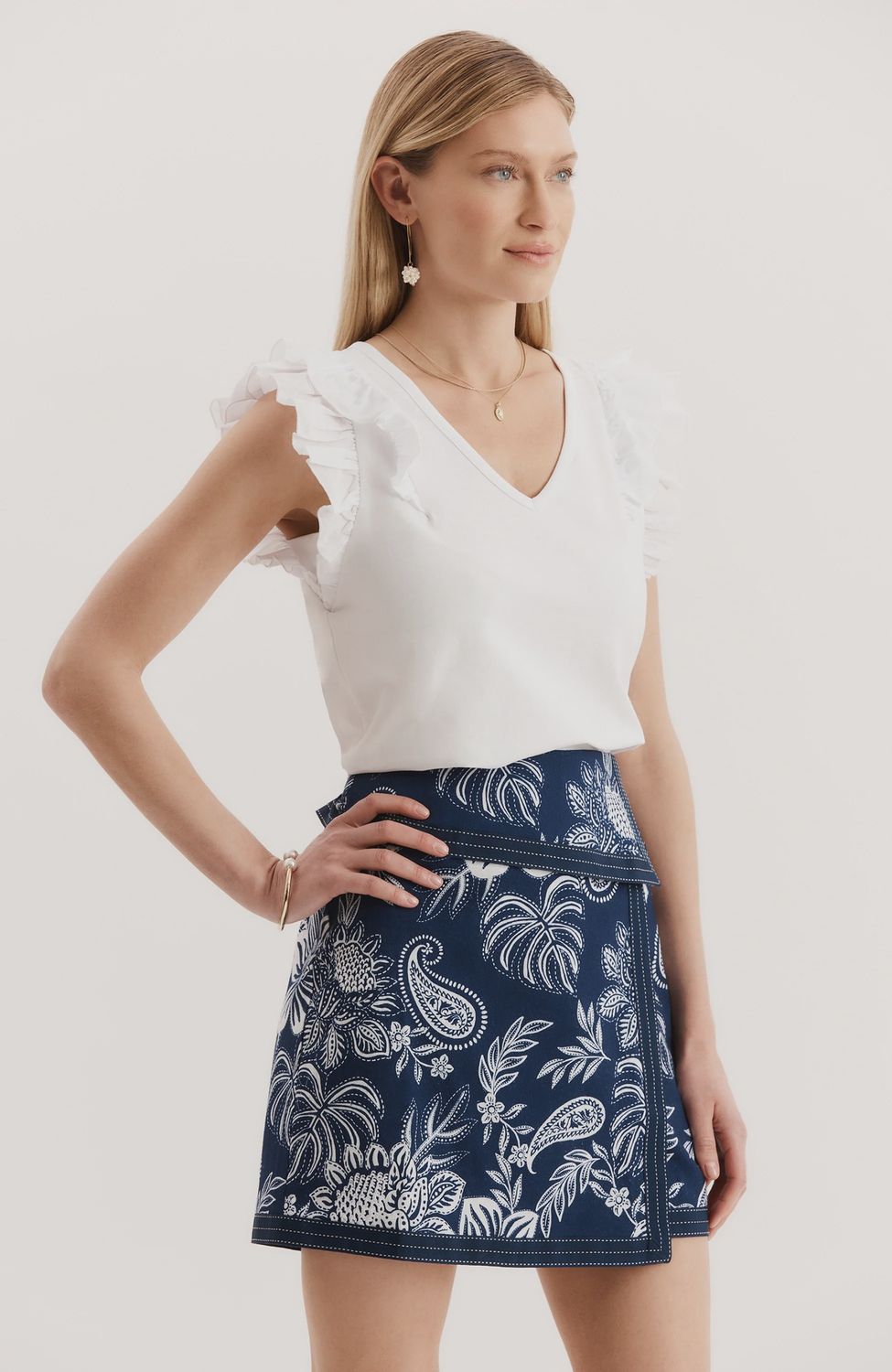 Zoey Embroidered Skirt in Bellwether Blue, Size: 2