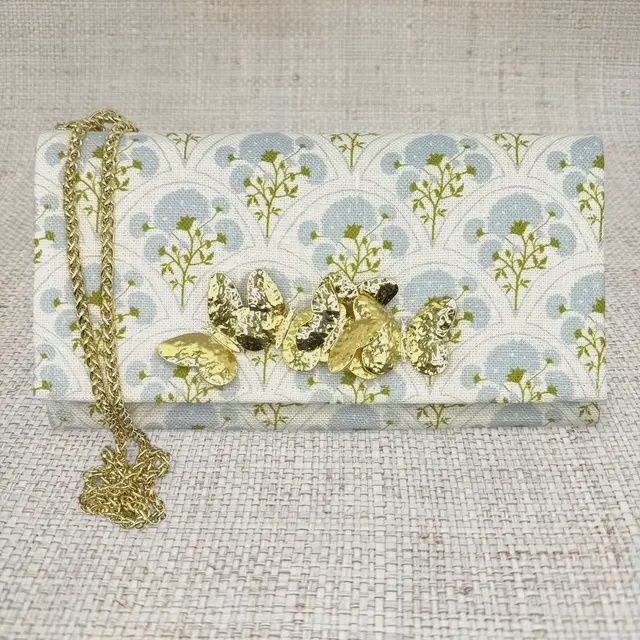 Floral Crossbody Clutch, Style: Gold Butterfly Embellishment