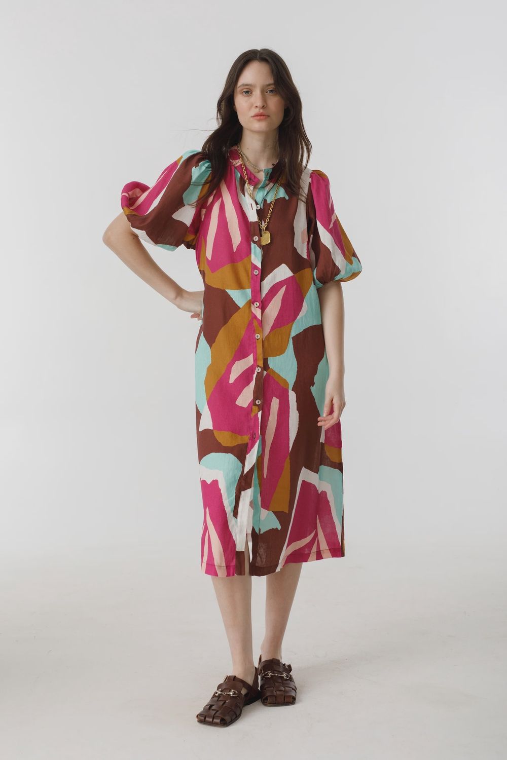 Bubble Linen Dress in Candela Print, Size: XS