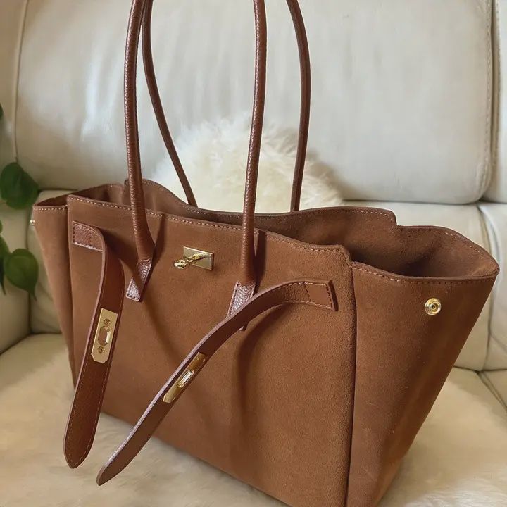 Mary Suede Shoulder Bag, Color: Cognac