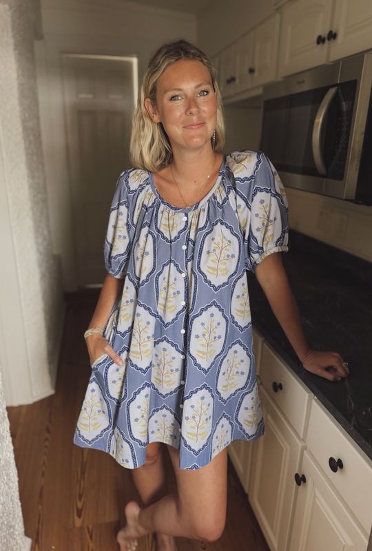Day Dress in Dusty Trellis
