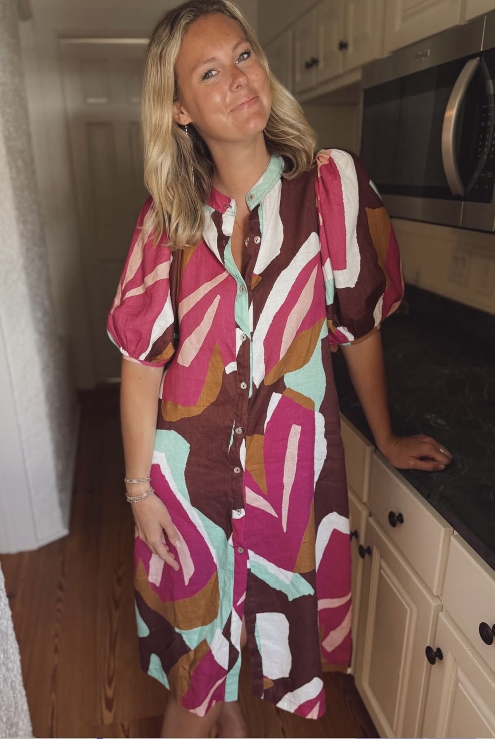 Bubble Linen Dress in Candela Print, Size: XS