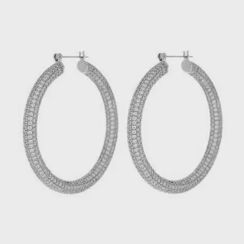 Pave Amalfi Hoops, Colour: Silver