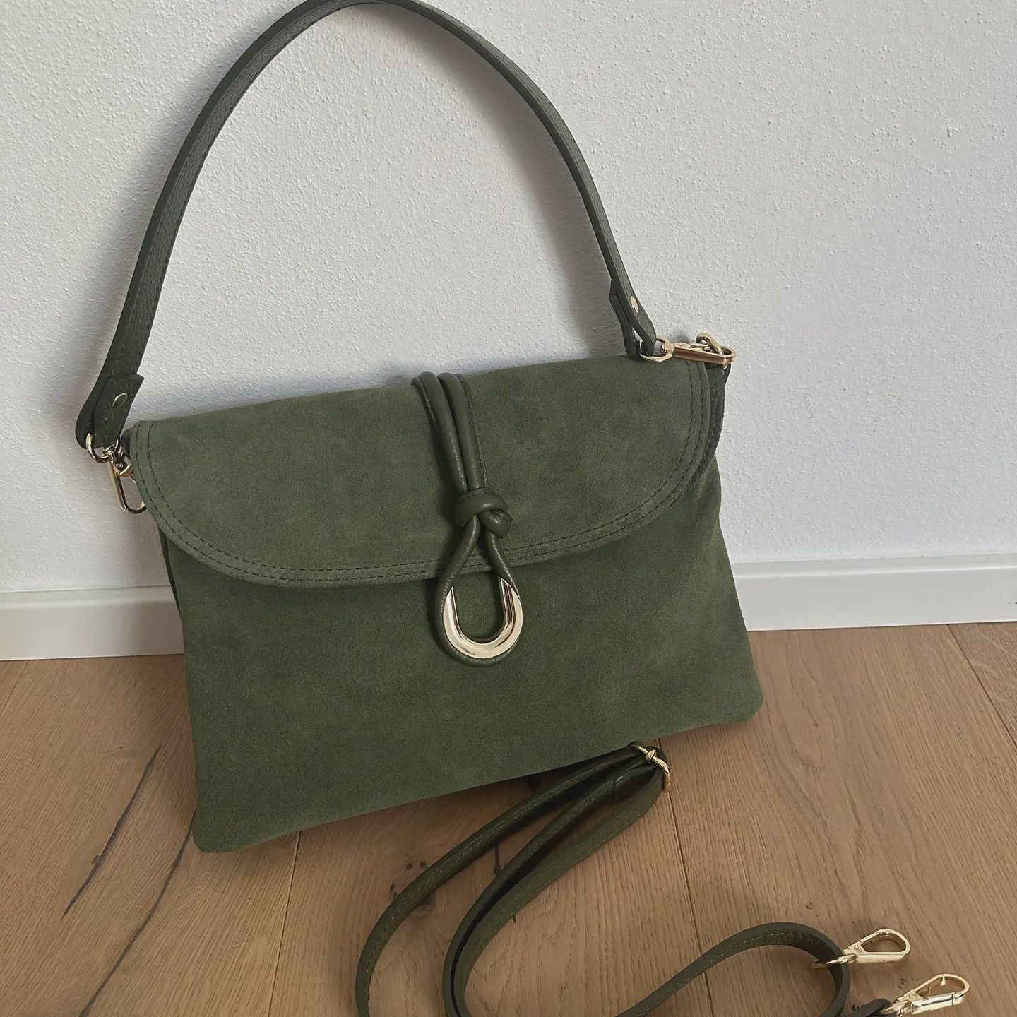 Matilde Suede Bag, Color: Green Olive
