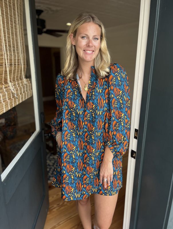 Amelia Mini Dress in Midnight Garden