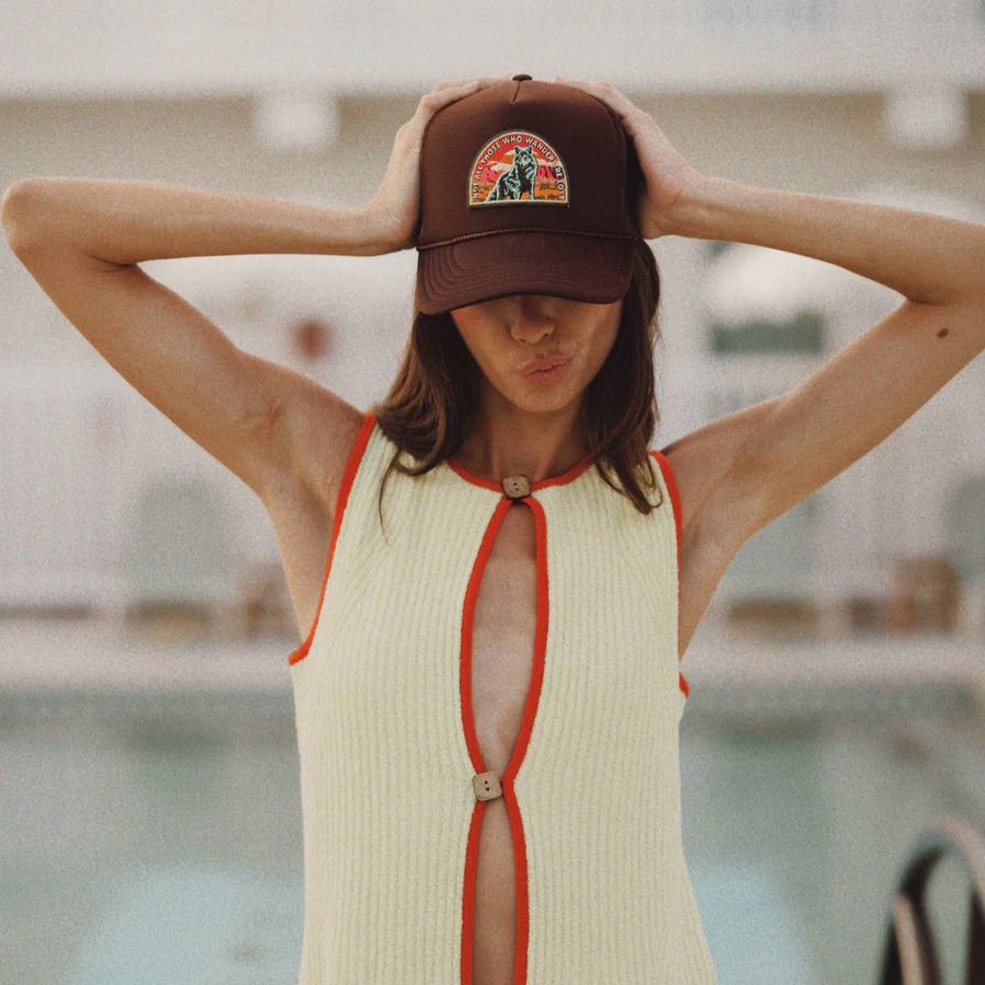 Wander Wolf Trucker Hat, Color: Chocolate