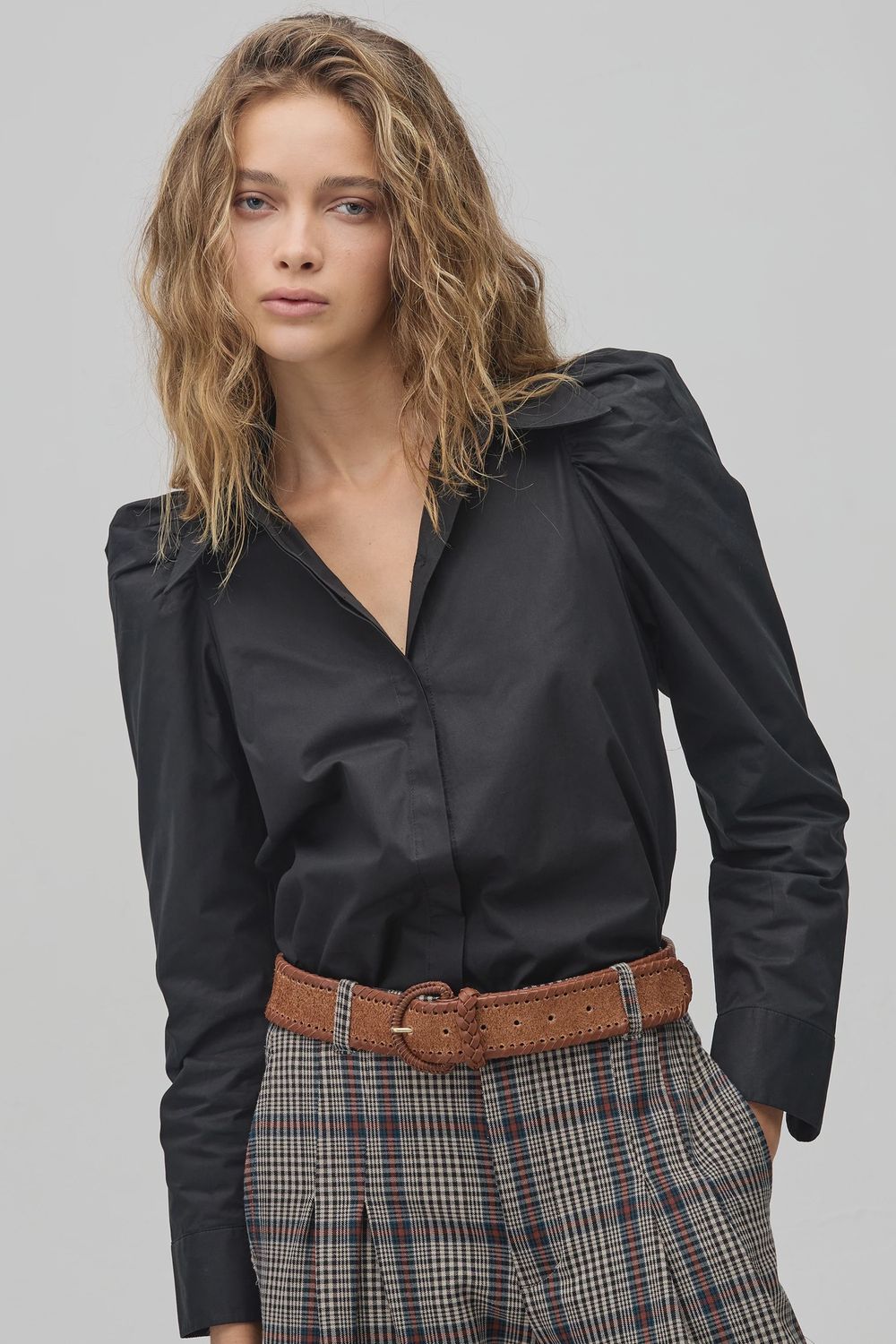 Lola Poplin Shirt in Black, Size: XS
