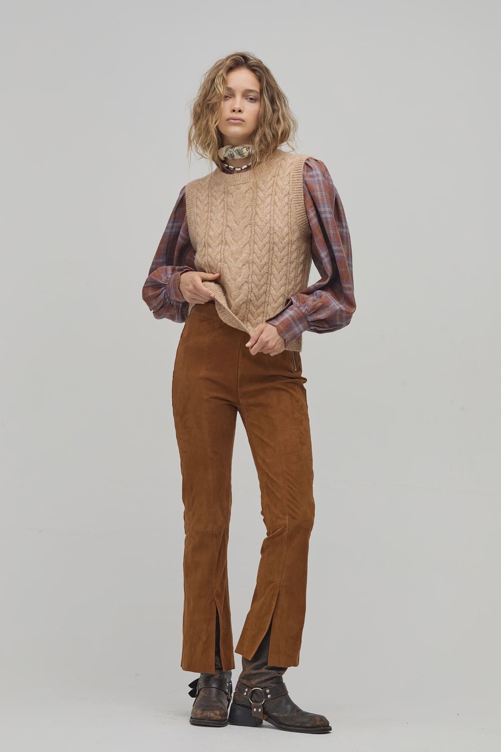 Otto Knitted Vest in Camel, Size: S/M