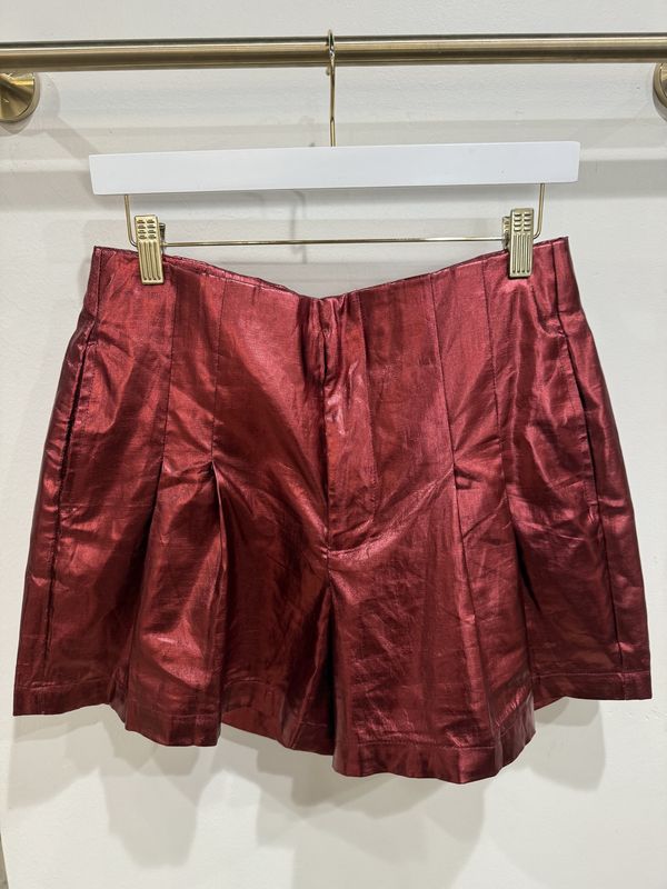 Frida Metallic Short | Cherry Red