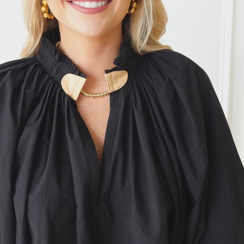 Camille Top Black and Khaki