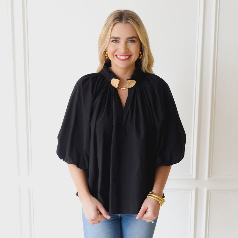 Camille Top Black and Khaki
