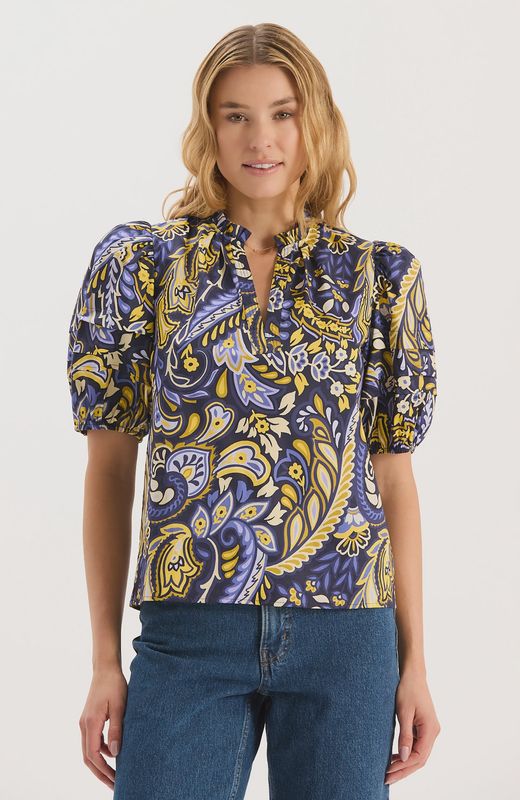 Jenna Cotton Sugar Plum Paisley Top