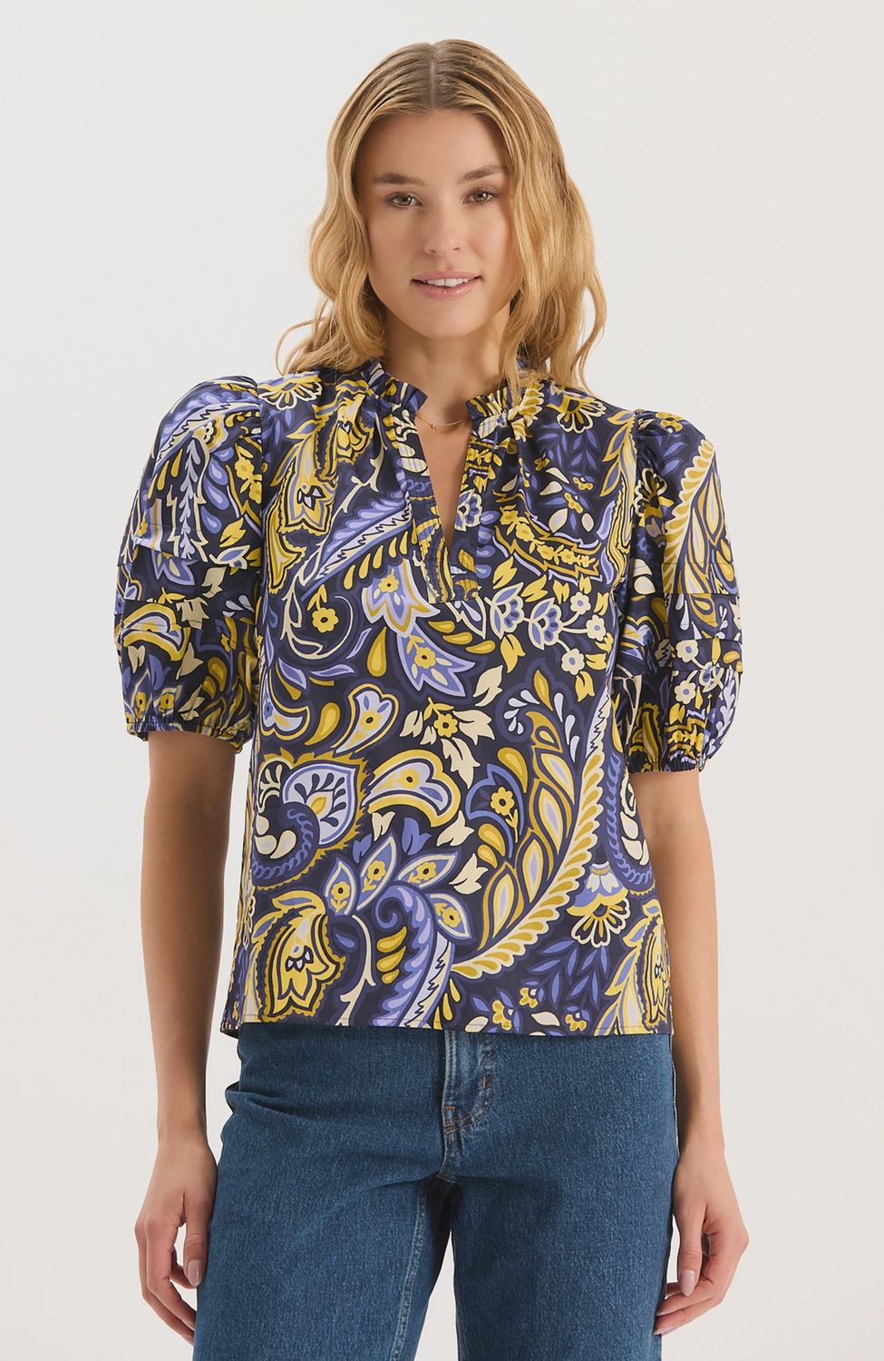 Jenna Cotton Sugar Plum Paisley Top, Size: XS