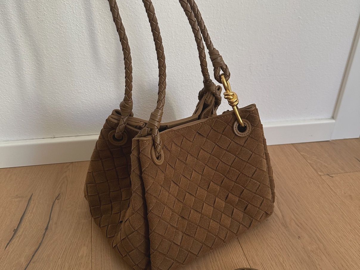 Emma Woven Suede Bag, Color: Camel
