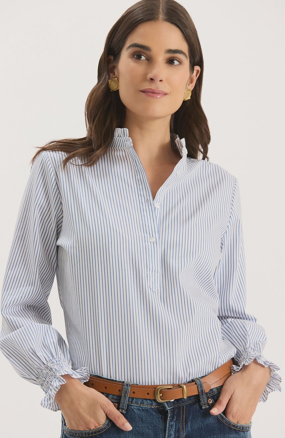 Gwen Pinstripe Ruffle, Size: XS