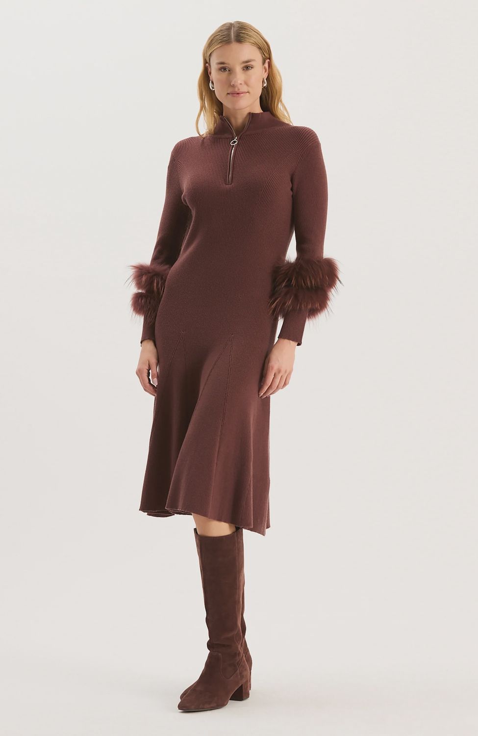 Celia Knit Dress w/ Fur, Size: Small