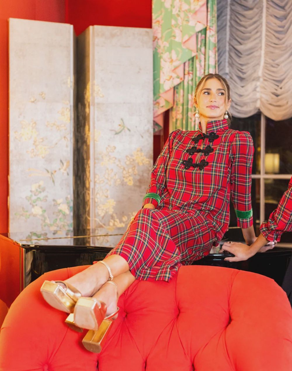 Red Tartan Bouvier Long, Size: 0 (S)