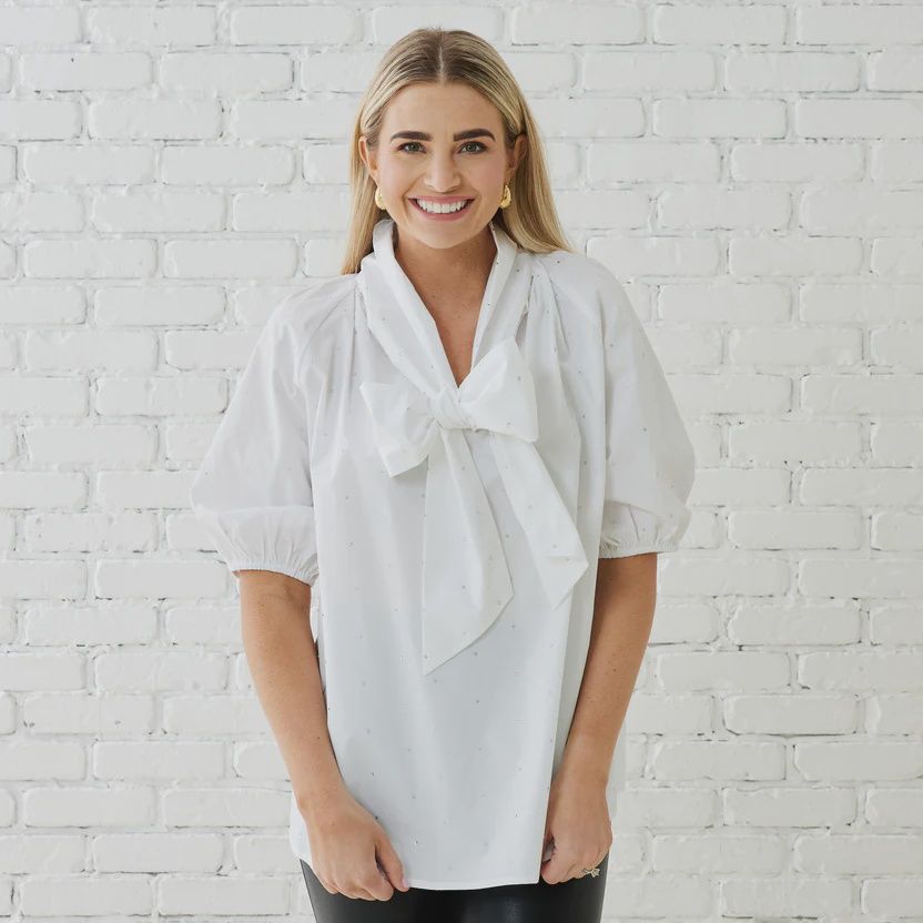 Ryan Bow Sparkle Top White, Size: Size 1 (0-4)
