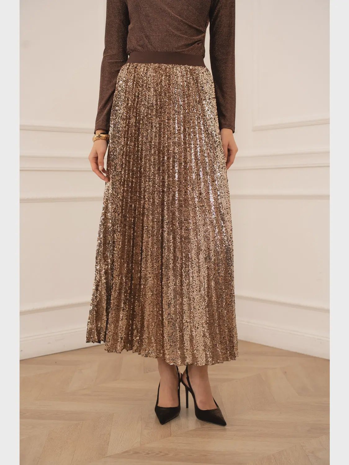 Sequin Pleated Skirt, Size: S/M