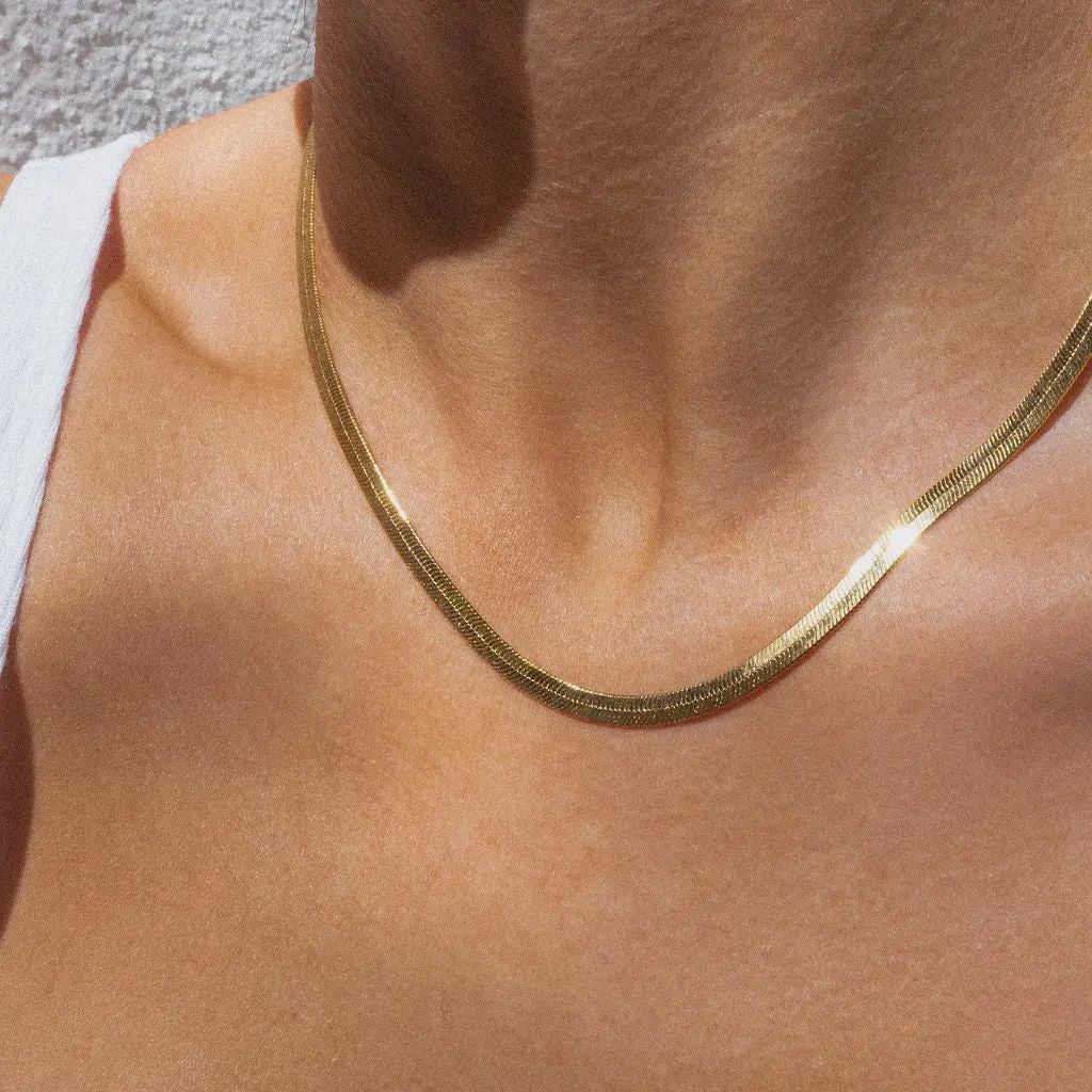 Herringbone Chain, Color: Gold