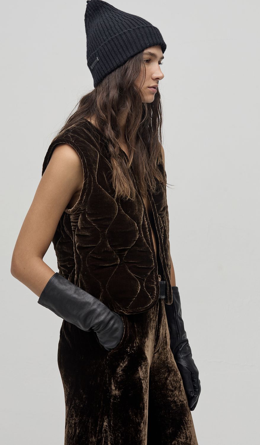 Waves Velvet Quilted Vest, Size: XS