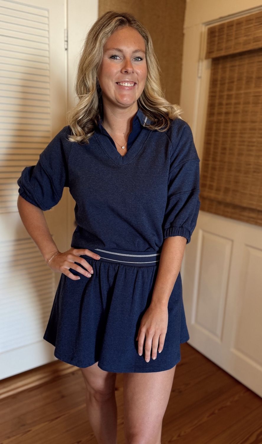 Polo Sweater in Navy, Size: Small