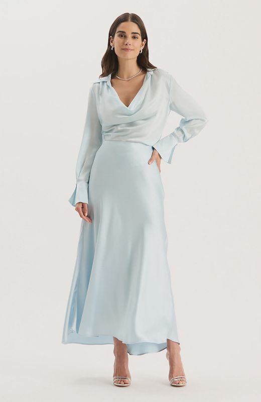 Edie Charmeuse Skirt in Above the Clouds