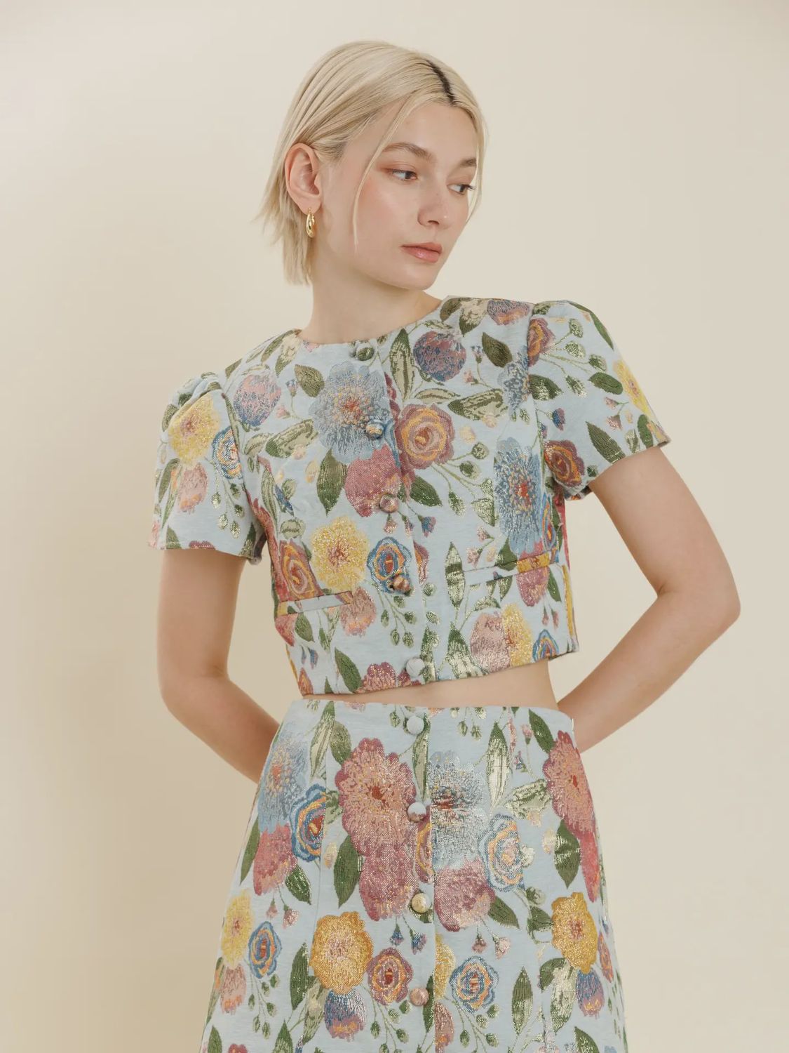 Jacquard Cropped Jacket, Size: XS