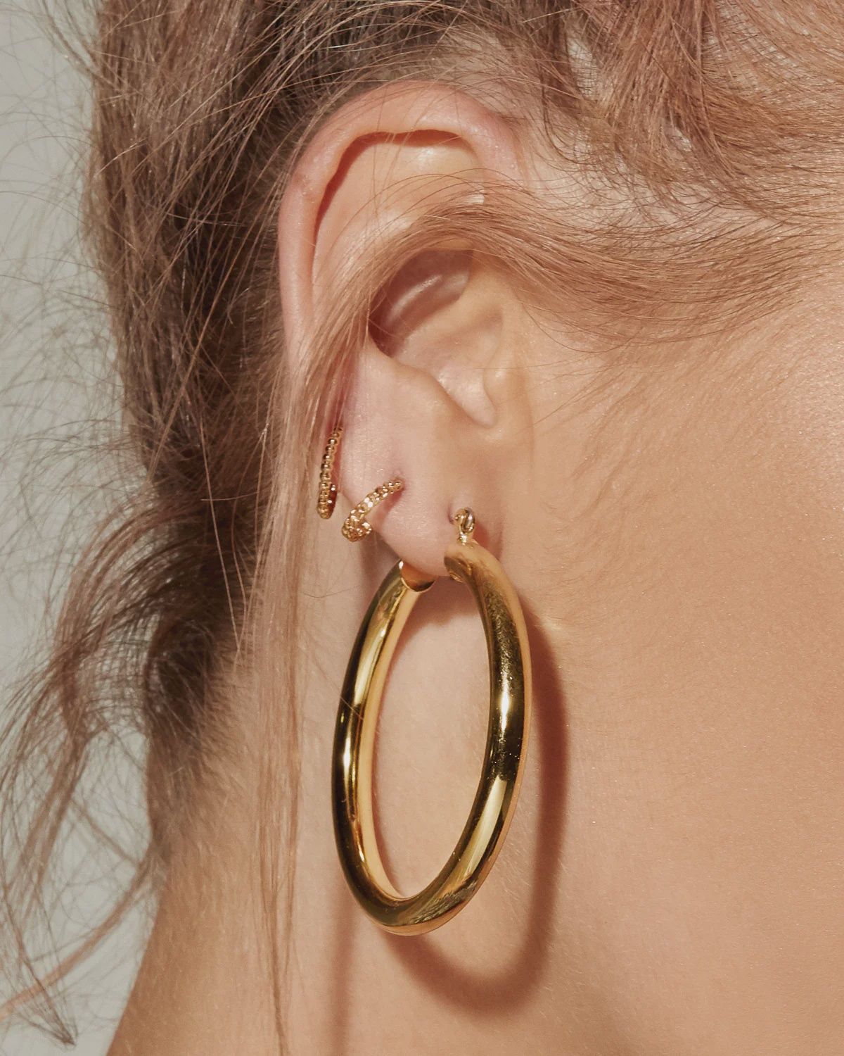 Amalfi Tube Hoops, Colour: Gold