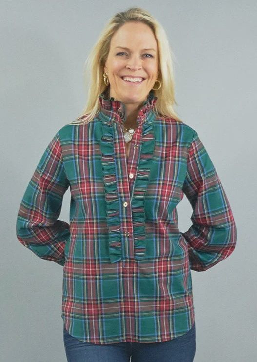 Devon Ruffle Blouse Hunter Stewart, Size: XS