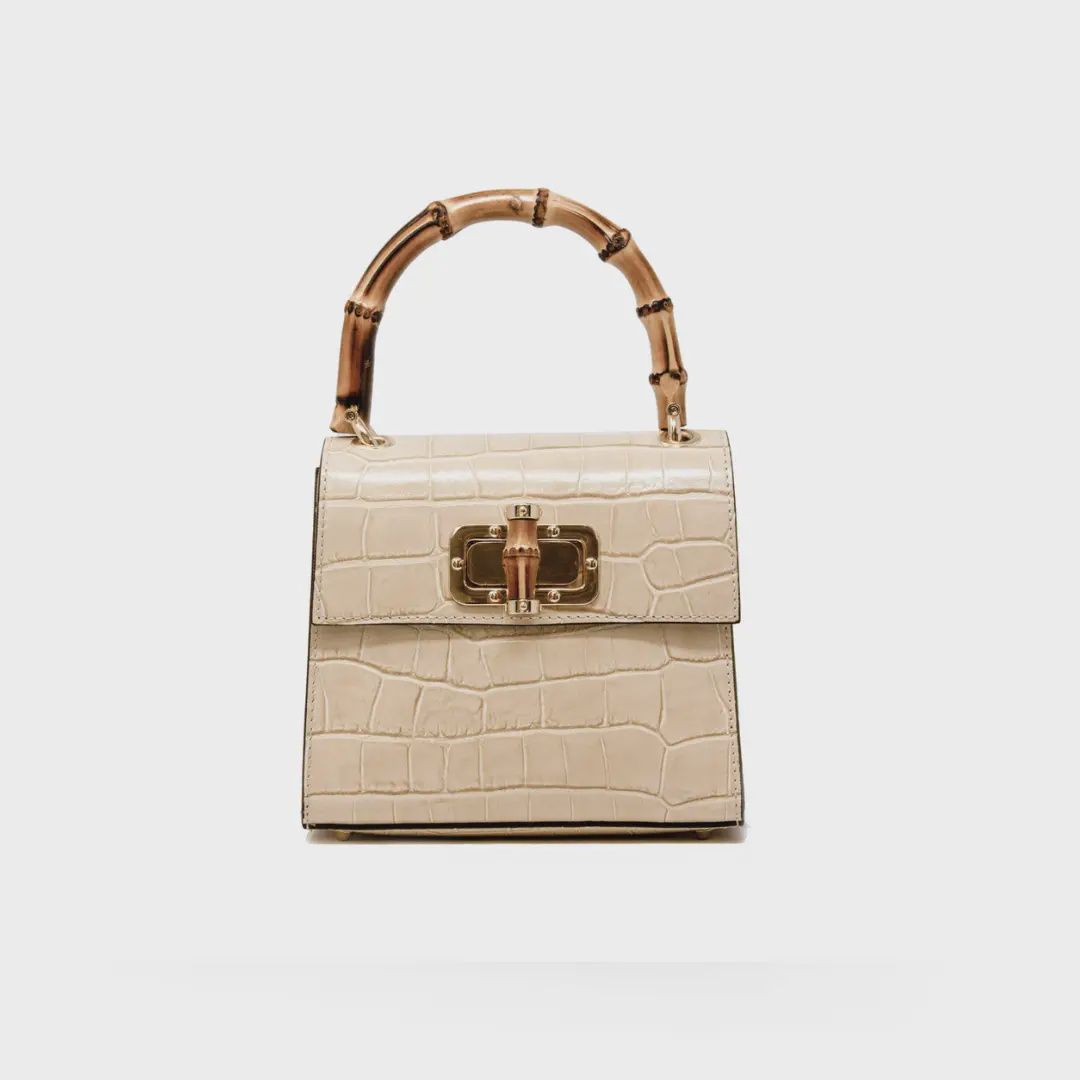Leather Bag, Colour: Beige