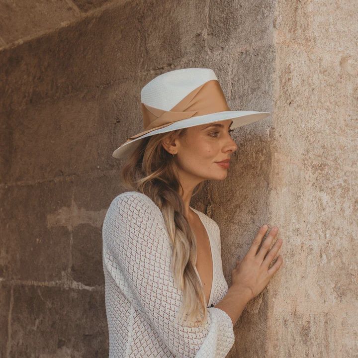 Gardenia Hat | White/Tan, Size: S/M