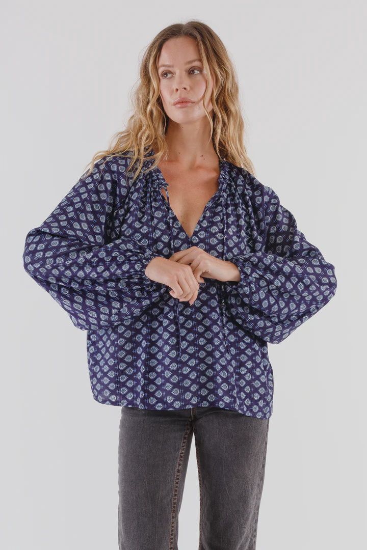 Aadhya Navy Blouse, Size: XS