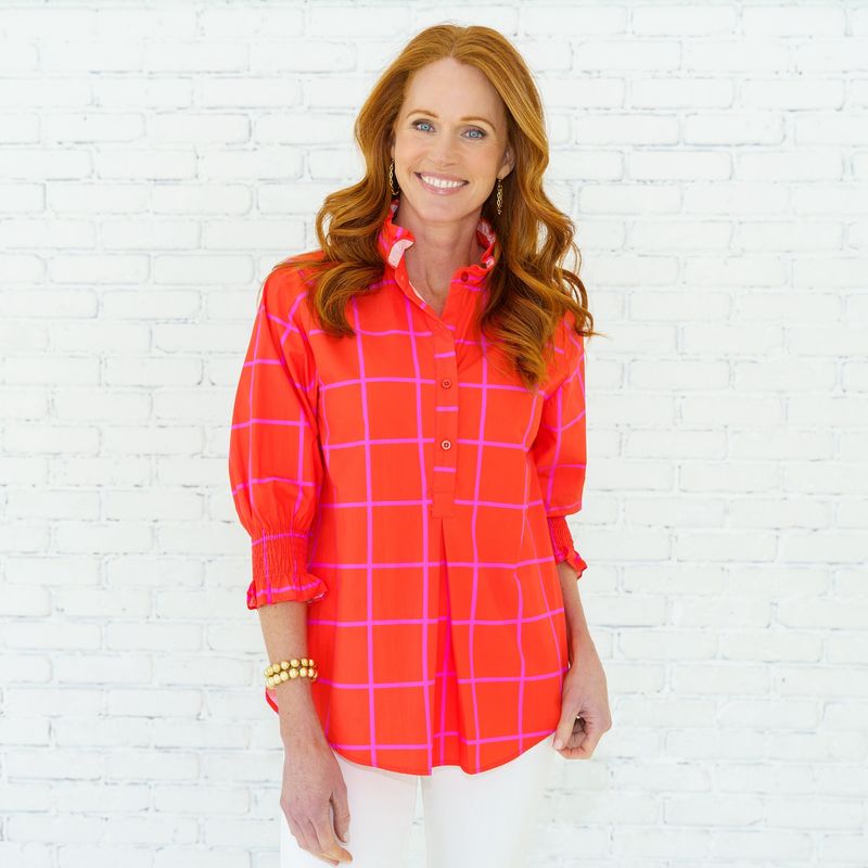 Kimberly Park Top Orange and Pink