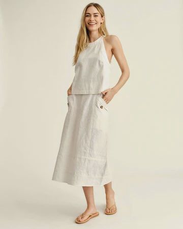 Alice Button Skirt in White