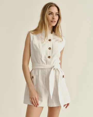 Rachel Sleeveless Romper in White, Size: Small