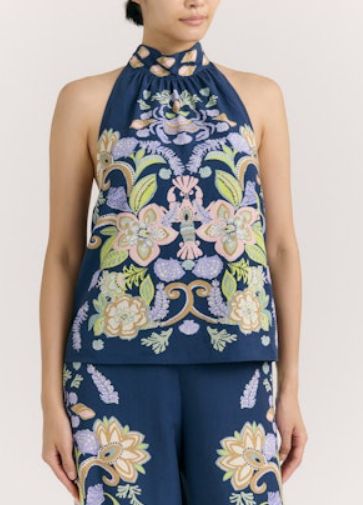 Legare Halter Top in Mariner's Bloom, Size: XS