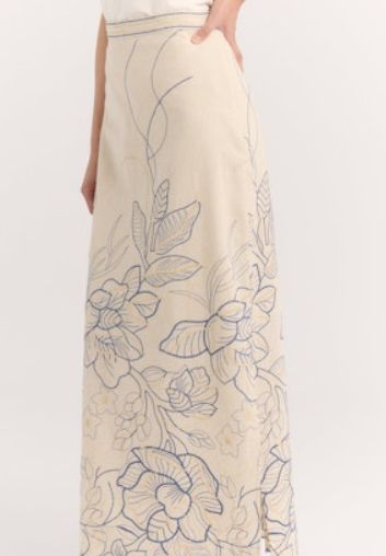 Cypress Skirt in Natural Linen, Size: 4