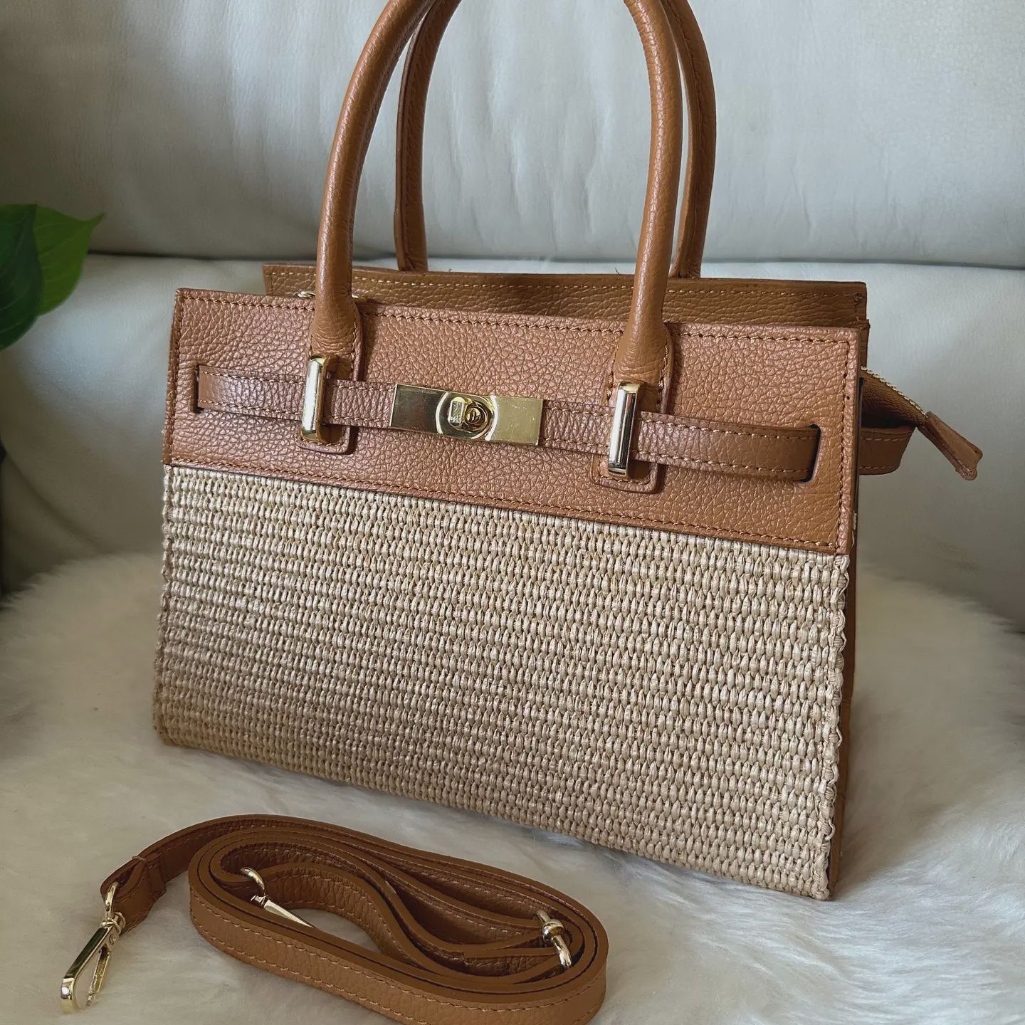 Diana Medium Raffia Bag, Color: Camel