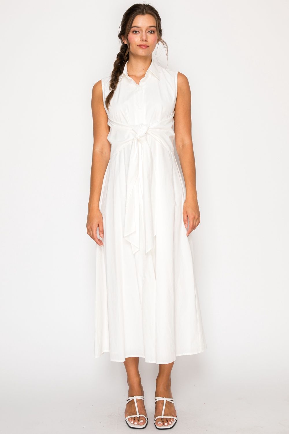 White Poplin Shirt Dress, Size: XS