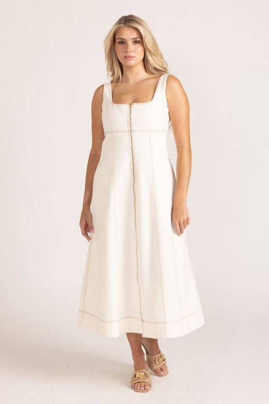 Virginia Dress in Ivory Denim