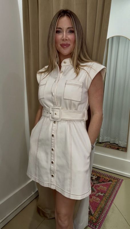 Suzie Dress in Ivory Denim