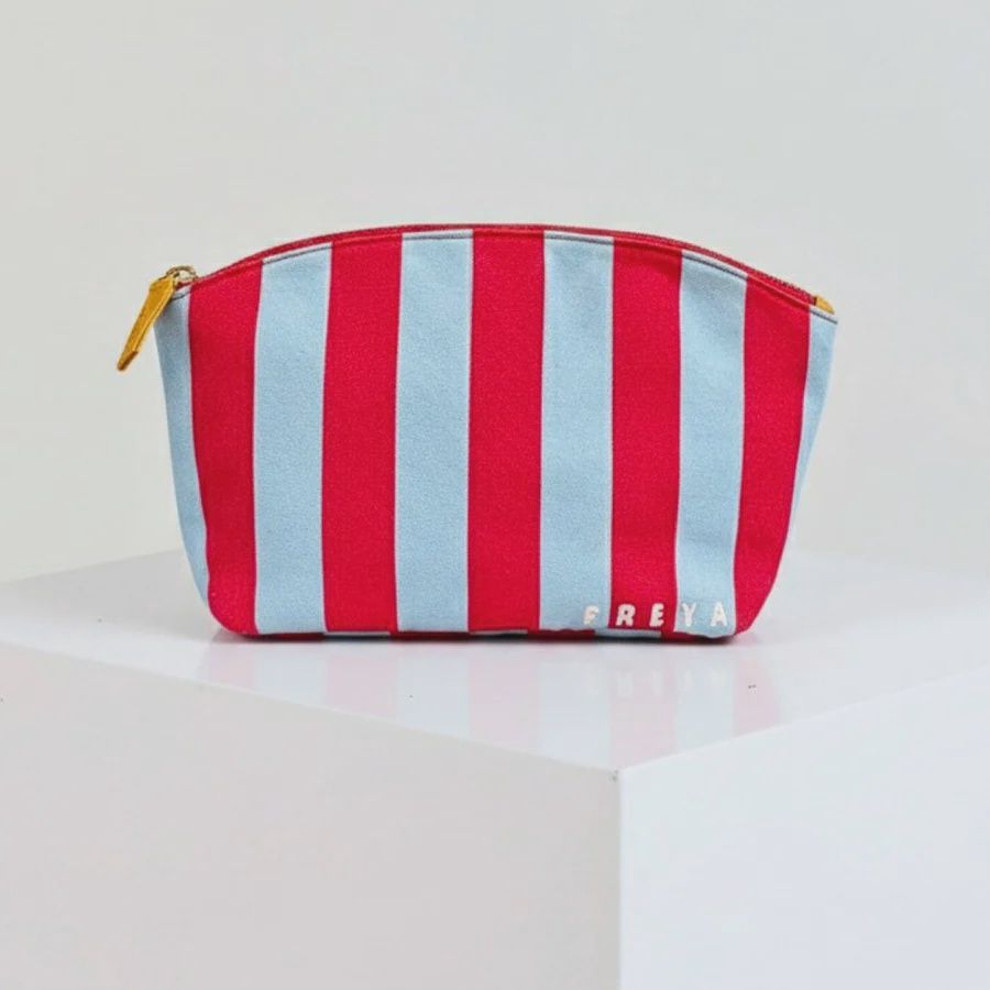 Happy Stripe Travel Pouch, Color: Blue Raspberry