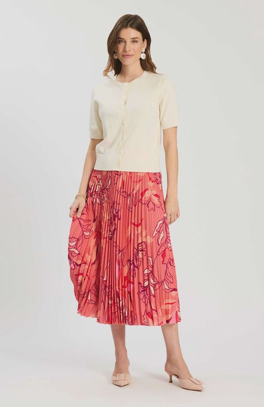 Cara Peachy Floral Pleated Skirt