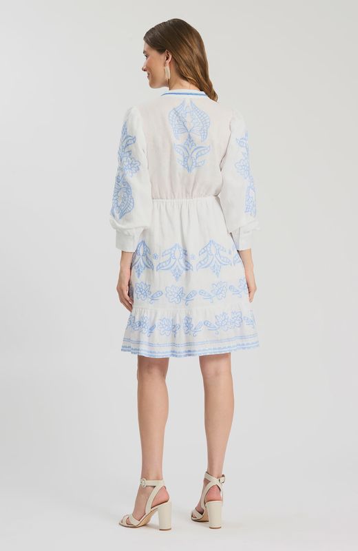 Rona Linen Embroidered Dress